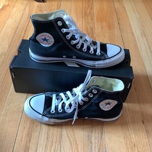 Converse All Star High Tops, black and white, women’s 8.5, worn once.